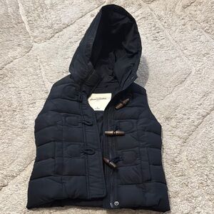 Abercrombie Kids Black Hooded Puffer Vest